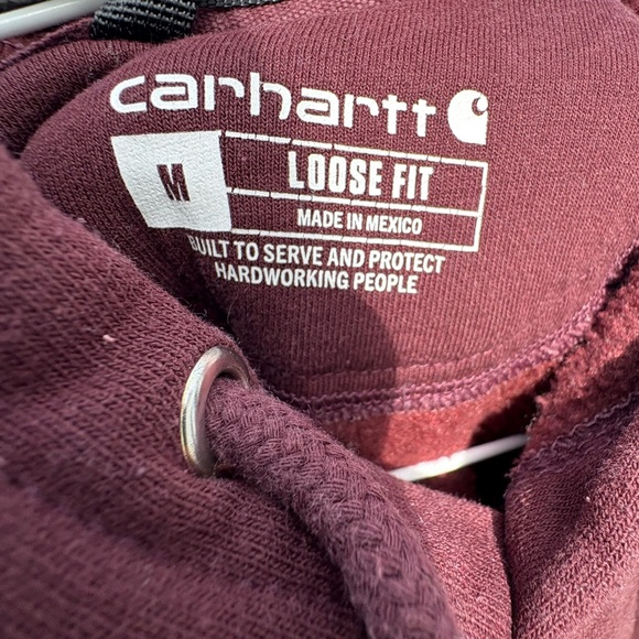 Carhartt Burgundy Hoodie with Gold Logo - Picture 4 of 4